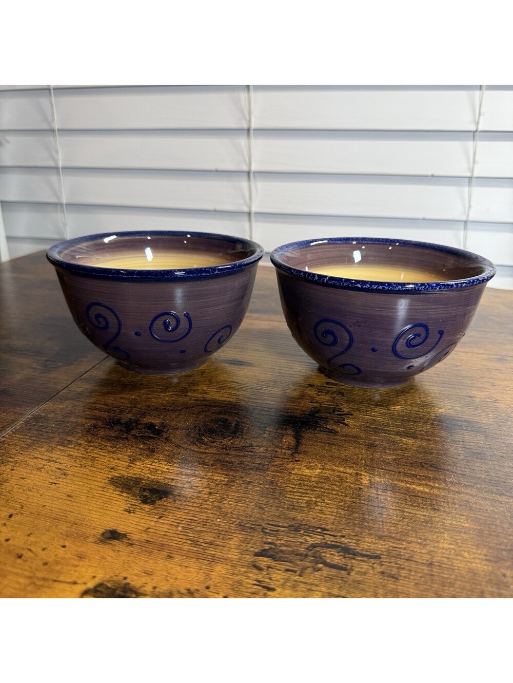2 Tabletops Unlimited Ambrosia Purple Hand Painted Collection 6" Cereal Bowls
